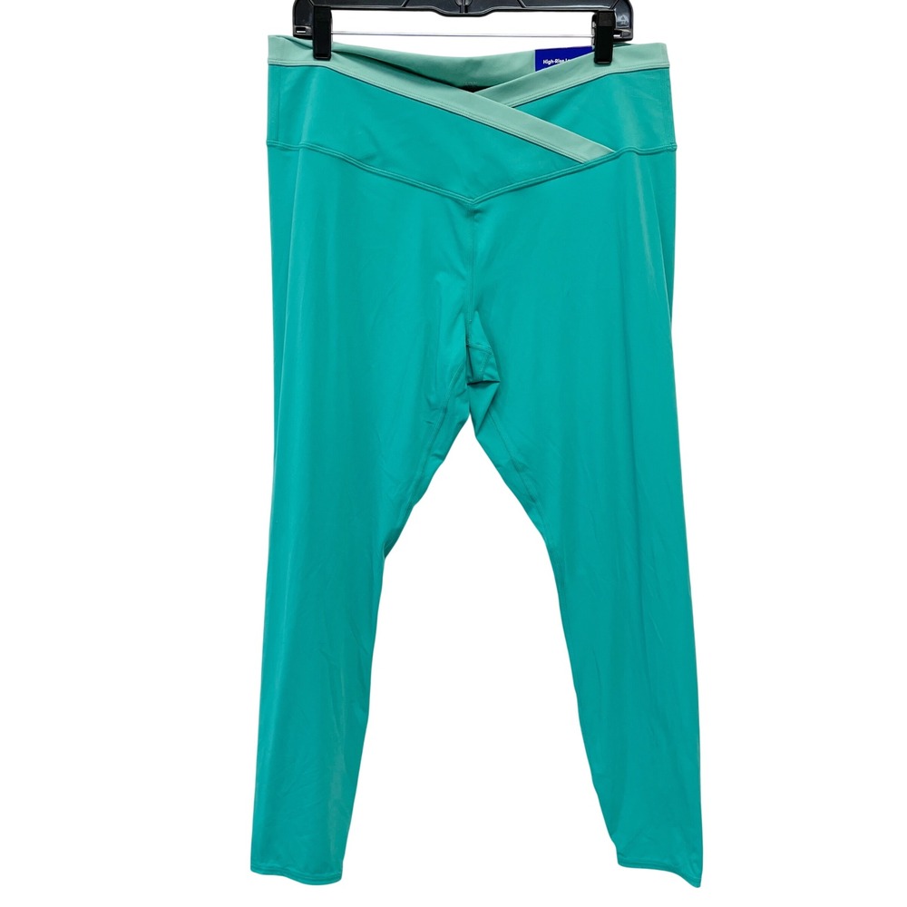 JoyLab Women's Teal High Rise Crossover Waist 7/8 Leggings Size XXL